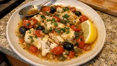 Weeknight Mediterranean Cod in a One-Pan Tomato, Olive, and Caper Sauce