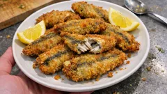 Crispy Air Fryer Breaded Anchovies with Lemon—Ready in 12 Minutes